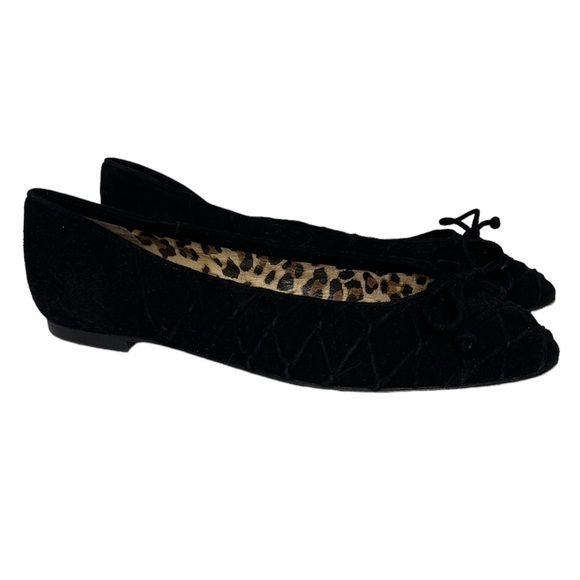 Stuart Weitzman Suede Ballet Flats with Raised Criss Cross Pattern - Picture 2 of 9